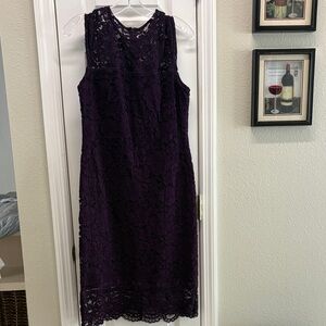 Ralph Lauren Sleeveless Lace Midi Dress in Plum